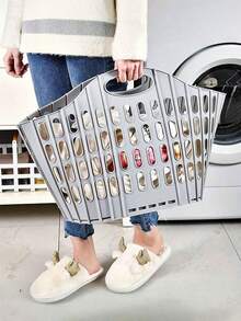 1PC 多功能折叠洗衣篮，脏衣收纳篮，壁挂式便携式脏衣篮，塑料洗衣篮，壁挂式收纳篮，可折叠收纳容器，适用于家庭浴室和盥洗室，节省空间。