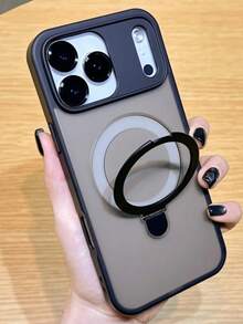 1 pieza Soporte de anillo invisible mate transparente compatible con iPhone 17 AIR 16 15 14 13 12 11 Pro Plus Max, tapa de lente de vidrio para carga inalámbrica