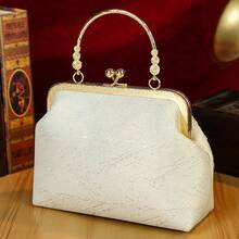 Pochette vintage in pizzo floreale ricamato, borsa da sera formale per donna, borsa con chiusura a bacio, borsa per ricevimento di nozze