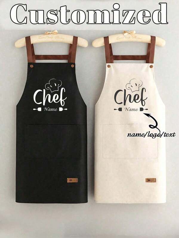 1pc Custom Apron For Dad Father Men Women Custom Text Logo Chef Cooking Kitchen Apron Personalized Kitchen Waterproof Apron Custom Logo Name Chef Cooking Apron Perfect For Mom Husband Girlfriend Boyfriend Father's Day Valentine's Day Mother's Day Birthday Anniversary Graduation Wedding Love Unique