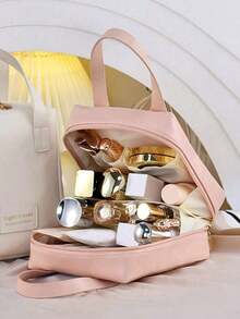 1 Stück große Kapazität Make-up Tasche, Make-up Pinsel Organizer, Kosmetiktasche, Kulturtasche, tragbare Reise-Handtasche, Aufbewahrungstasche, Hautpflege-Produkt Organizer, Make-up Tasche, Badezimmer Aufbewahrungstasche, Make-up Aufbewahrungstasche, tragbare Reisetasche, Clutch, geeignet für Badezimmer, Reisen, Hautpflege, Make-up, Augenbrauenstift Aufbewahrung