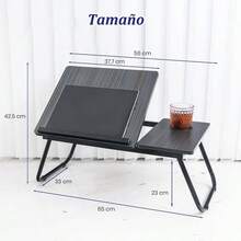 Mesa para Cama Plegable,Mesita para Laptop Cama, Mesa de Cama para Laptop con Portavasos y Ranura Inclinación Ajustable de 5 Niveles de Comer, Jugar, Estudiar y Trabajar-Negro - Negro - Ver 2