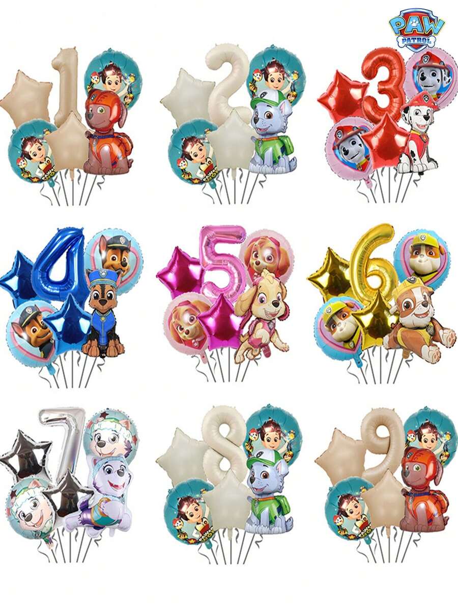 6pcs Paw Patrol 0-9 Number Set, Cute Cartoon Paw Patrol Puppy Ryder, Chase, Skye Suitable For Birthday, Christmas, Halloween Decoration Christmas Decorations Home Christmas Gifts Christmas Decor - Blue - View 1