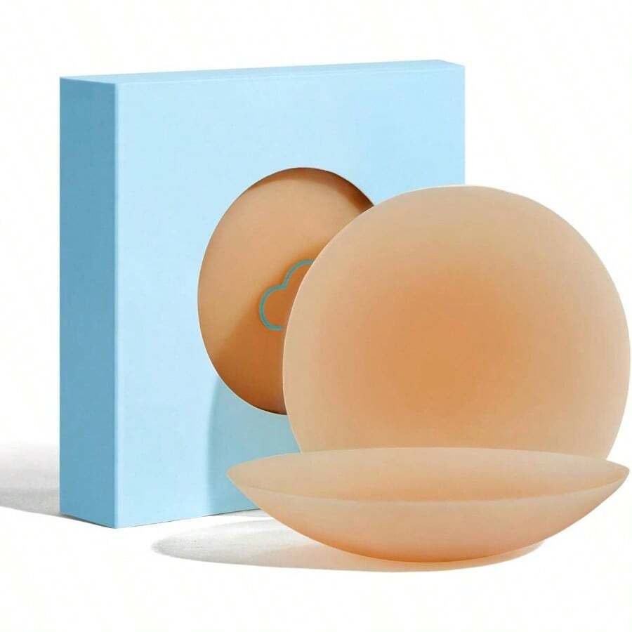 Nipple Covers Women Hypoallergenic Cakes Bra Sticky Adhesive Silicone Nipple Pasties With Travel Box - AA-C 杯 + 不沾手 + 摩卡皮 - 查看 1