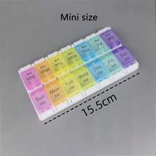 Single/Double Row One-Week Pill Box, Round Press-Type Pill Organizer, 7/14-Compartment Pillbox Of Different Sizes, Daily Regular Reminder Pill Box Monday To Sunday Full Coverage Travel Carry-On & Handbag Essentials, Efficient Management Of Vitamins & Medicines