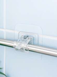 4入組pc材質透明窗簾桿掛鉤窗簾夾持架,免打孔膠片支架夾,橫棒門簾伸縮桿黏性掛鉤