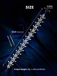 1pc Middle Eastern Style Bridal Wedding Party Zirconia Headband, Welded Craftsmanship Fashion Element Design Glamorous Hair Accessory, Holiday Birthday Gift - Silver - View 6