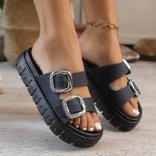 2025 Autumn Women's Flat Sandals - Simple Buckle-Style Shoelaces, Comfortable And Versatile, Capable Of Shaping The Figure, Breathable And Durable. Suitable For Indoor Home Wear Or Daily Outings. Practical And Fashionable Autumn Women's Shoes.