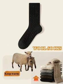 1/2/3/6 双装女士中筒袜，适合秋冬季节，可爱圆点图案，保暖舒适，可搭配靴子，厚羊毛袜，舒适袜