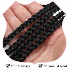 钩针编织盒状辫子 18 英寸 1/5 包女神盒状辫子钩针发预绕钩针发 3x 钩针编织盒状辫子钩针发合成编织发女士钩针发，1B - 黑色 - 查看 5