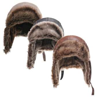 1 件仿皮和羊毛捕猎帽，防风防水户外帽，带护耳，保暖衬里，适合男女，秋冬