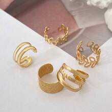 5Pcs Retro Gold Color Ear Clips Earrings Set Classic Elegant Earrings For Women Jewelry