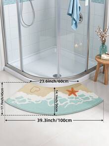 1 pièce Tapis de bain avec élément océanique, tapis de sol, matériau en polaire moelleux, design mignon de plage et de coquillages, style décontracté confortable, lavable en machine, convient pour la cuisine, la salle de bain, la salle à manger, le couloir, les fêtes, le Nouvel An, toutes les saisons, le jardin, la maison, la chambre, la décoration de festival