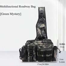 1 件多隔层防水渔具包，迷彩和几何图案 - 纯色可选，拉链开合，肩带。非常适合户外徒步、露营和存放渔具，户外钓鱼包