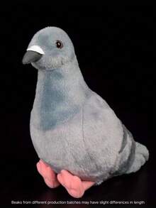柔软可爱的毛绒鸽子玩偶 - 逼真的灰色毛绒动物，粉色脚掌和喙，是送给孩子的理想礼物，生动可爱的鸟类造型，趣味十足的鸟类玩偶 | 逼真的动物造型 | 耐用的毛绒玩偶，鸽子主题礼物 - 彩色 - 查看 1