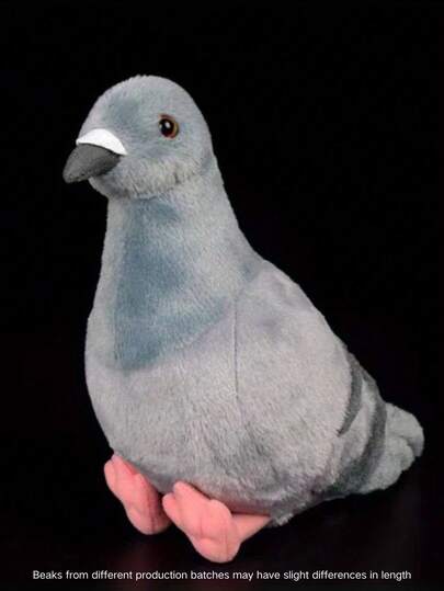 Soft & Cute Plush Pigeon Doll - Realistic Gray Plush Animal With Pink Feet & Beak, Ideal Gift For Kids, Lively & Adorable Bird Design, Fun Bird Doll | Realistic Animal Shape | Durable Plush Doll, Pigeon Themed Gift