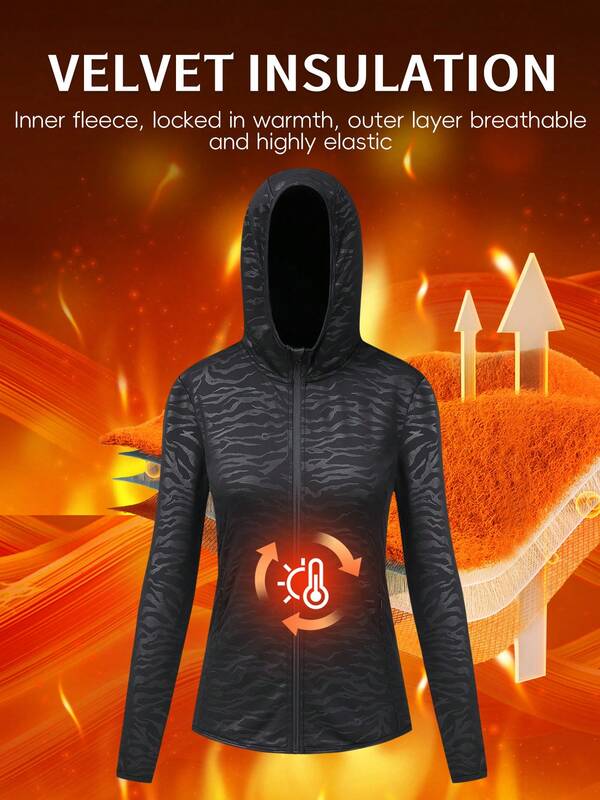 معطف رياضي كاجوال للنساء مقاسات كبيرة سميك مبطن بالفليس مع كابوشون للخريف والشتاء