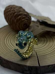 1pc Vintage 3D Lizard/Gecko Adjustable Open Ring, Cute Animal Punk Style Suitable For Daily Wear, Party, Halloween, Christmas Gifts - 彩色變色龍 - 查看 5