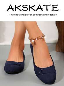Classic Buckle - Detail Ballet Flats: Perfect For Office To Evening Transitions Preppy    Buckle    Home - 藏青色 - 查看 6