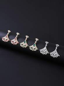 1 Pair Luxury Jewelry Style Copper Inlaid Cubic Zirconia Fan-Shaped Long Pendant Earrings, Matching Wedding Gown, Evening Dress, Wedding, Party Jewelry