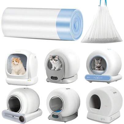 Drawstring Cat Litter Bag Liners, 60 Count For Automatic Self-Cleaning Litter Box & Robot, Easy Clean Pet Supplies,Cat Litter Accessories Pet Waste Bags.