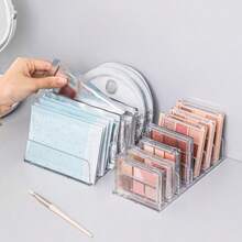 1pc Multi-Compartment Eyeshadow Palette Makeup Organizer Box, Blush Cosmetic Skincare Serum Facial Mask Holder Display Rack, 7-Slot Transparent Glasses Storage Tray