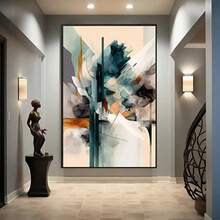 1pc Modern Abstract Canvas Art, Frameless Wall Decor Soft Pastel Tones With Geometric Accents, Perfect For Living Room, Bedroom, Office, Or Gift, Contemporary Gift Minimalist Art Piece Canvas Wall Art