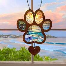 1pc 2D Flat Heartfelt Dog Memorial Suncatcher, Durable Waterproof Hanging Decor For Windows & Cars, Touching Pet Sympathy Gift To Memorialize Your Beloved Companion, Easy To Hang, Great For Pet Owners & Animal Lovers