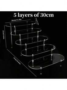 1 قطعة رف عرض متعدد الطبقات من الأكريليك الشفاف، حامل عرض للتماثيل والمجوهرات والمستحضرات التجميلية، حامل عطور، سهل التركيب