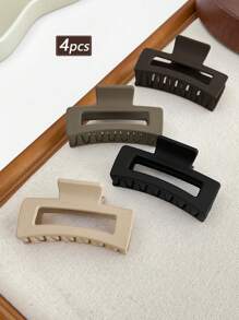 4pcs Medium Square Lightweight Hair Claw Clips In Mixed Coffee Colors, Suitable For Bun Hairstyles For Daily And Formal Occasions, Gift For Girlfriend, Back To School Season Hair Accessories Fall Hair Clips Autumn Decor Accessories For Women