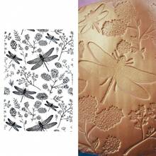 Butterfly Dragonfly Leaf Flower Texture Pattern Polymer Clay Stamp Sheet DIY Clay Jewelry Earring Impression Emboss Mat Tool Handmade Clay Pottery Jewelry Storage Tray Texture Decorating