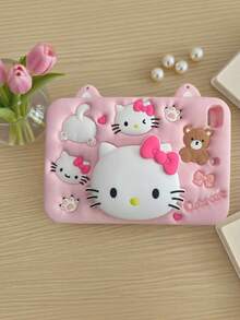 Sanrio Etui Hello Kitty kompatybilne z iPadem i A16/10th/56789th/Mini/Air/Pro - urocze, kobiece, kreskówkowe, różowe etui z miękkiego silikonu 3D do tabletu Galaxy A8/A9/A9PLUS/T290, 7,9 8,3 9,7 10,2 10,5 10,9 11 cali