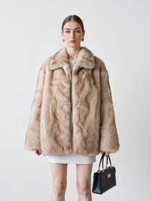 Neue modische Kunstfell Jacke, eleganter Damen Flausch-Wintermantel