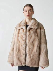 Neue modische Kunstfell Jacke, eleganter Damen Flausch-Wintermantel