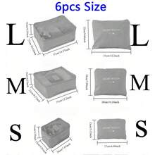 6pcs Travel Storage Bag, 6-Piece Set, Waterproof Storage Bag, Shoe Organization Bag, Travel Storage Bag, Travel Shoe Storage Bag, Foldable, 6 Types Of Storage Bags