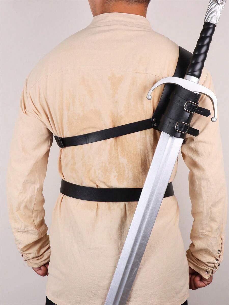 2pcs Medieval Knight Viking Belt & Sword Holder Set - Faux Leather ...