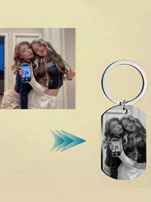 Custom Photo Keychain, Stylish Personalized Engraving Photo Keychain, Anniversary Gifts, Halloween Decorations, Backpack Hangings, Birthday Gift, Holiday Gift Valentine's Day Gift For Girlfriend Mother Graduation Christmas Gift Rose Gold, Platinum, Frost Gold Junior High School Students, Middle School Students, High School Students, College Students - Multicolor - View 2