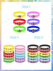 6 pièces/12 pièces Bracelets en silicone Paw Patrol, thème Paw Patrol, décoration de chambre, décoration de maison, décoration murale, décoration scolaire, décoration de dortoir, fournitures de rentrée scolaire