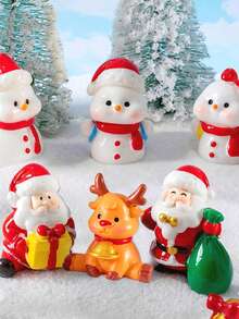 13 قطعة من تماثيل الراتنج المصغرة لعيد الميلاد، مجموعة زينة عيد الميلاد المصغرة تشمل بابا نويل وغزلان ورجل الثلج، تماثيل عيد الميلاد المصغرة للحرف اليدوية وديكور الحديقة والبيت الدمى والبونساي والمناظر الطبيعية الشتوية الصغيرة (بأنماط عشوائية)