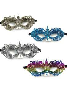 1 件女士面具，蕾丝狂欢节化妆舞会面具，适用于派对、典礼、酒吧服装 - 彩色 - 查看 10