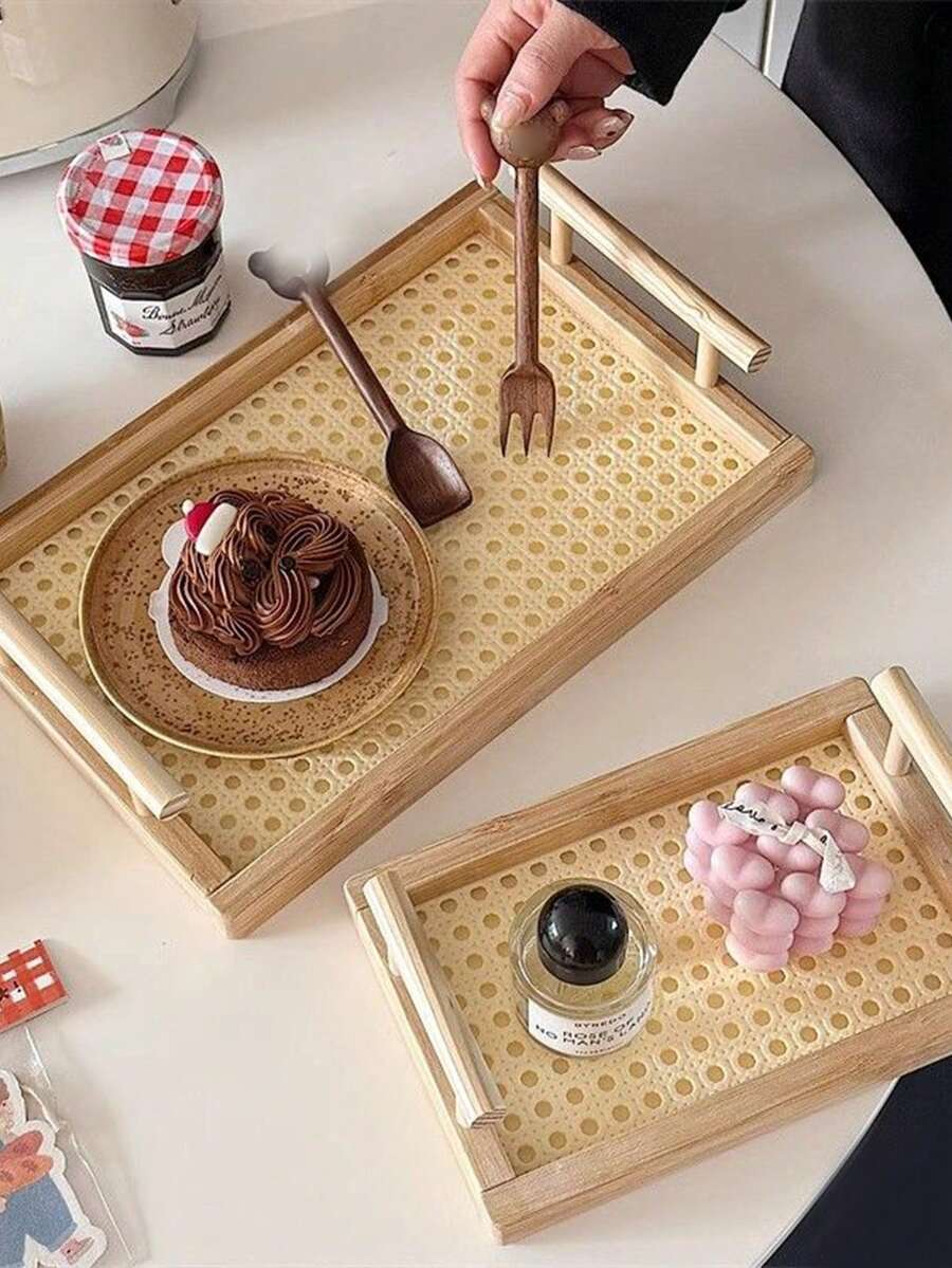 Khay đan kết hợp nhiều chất liệu, đĩa đựng trái cây và đồ ăn nhẹ cầm tay kiểu Nhật, bộ ấm trà và khay trà hình chữ nhật cho phòng khách. - Rượu sâm banh - Xem 1