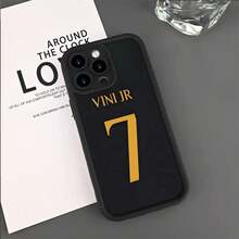 Vini Jr'S No, 7 Jersey Design Features Creative Personality Communication Protective Case, Showcase Your Unique Style, Compatible With  Models 16, 15, 14, 13, 12, 11, Mini, Pro Max, XS MAX, XR, X, 7 Plus, And SE2, Provides Comprehensive Lens Protection And A Sturdy Phone Case. 17 Case Scover De  17 Pro Max - Trộn màu - Xem 2