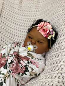 Reborn Baby Dolls Girl - 19 Inch Soft Weighted Body Lifelike Newborn Girl Doll, Handmade Realistic Sleeping African American Baby Doll That Look Real, Gift Set For Kids Age 3+