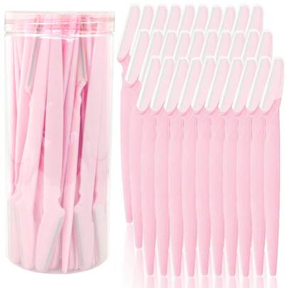 60/30/12/6/3/1 Set Light Pink Eyebrow Razor Kit, Eyebrow Trimmer/Razor, Callus Remover, Body Hair Removal Trimmer And Facial & Eyebrow Razor Set, Long Handle Blades With Precision Guard, Women's Grooming Tools, Suitable For Daily Use Or Travel, Affordable Price, Can Be Used As Christmas Gift, Cosmetic Tools, Inexpensive Commodity, Gift, Women's Gift, Christmas Gift