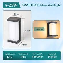 LED Garden Outdoor Wall Light Fixture, Decorative Indoor Waterproof Home Lighting Lamp, Suitable For 85V-265V, Applicable For Indoor/Stairs/Room/Entrance/Living Room/Bathroom/Kitchen/Bedroom/Corridor/Porch/Single Residence, Garden, Porch, Balcony, Stairs, Parking Lot And Passageway Lighting, Front Door, Patio. Choose Color Temperature As Needed. - Đèn tường hiên ngoài trời - Xem 12