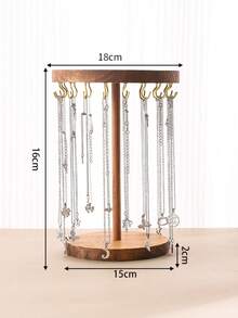 1pc Wooden Round Jewelry Display Stand, Walnut Color, Minimalist Design, Necklace, Pendant, Bracelet, Bangle Organizer, Christmas & Halloween Gift For Women