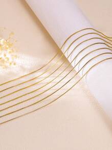 7pcs/Set Delicate Stainless Steel Plated Gold Vacuum Thin Chain, Each One For A Day - Yellow Gold - View 12