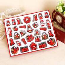 30pcs/Set Christmas Ornament Plush Toys Gift Box