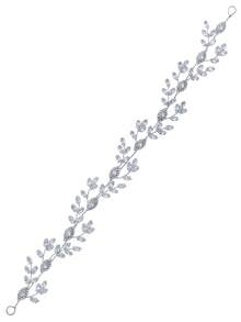 1pc Middle Eastern Style Bridal Wedding Party Zirconia Headband, Welded Craftsmanship Fashion Element Design Glamorous Hair Accessory, Holiday Birthday Gift - Silver - View 19