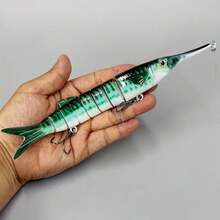 1pc 55g 9.45" Multi-Jointed Hard Bait Lure - Saltwater Swimbait With Treble Hooks, Iridescent Effect Suitable For Bass, Striped Bass And Steelhead - Realistic Freshwater And Saltwater Fishing Lure | Sturdy Metal Lip, Floating Fishing Bait - Multicolor - View 2